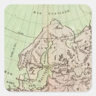 Pegatina Cuadrada Montañas y ríos de Europa