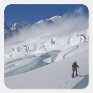 Pegatina Cuadrada Montañero en el glaciar Tasman en Monte