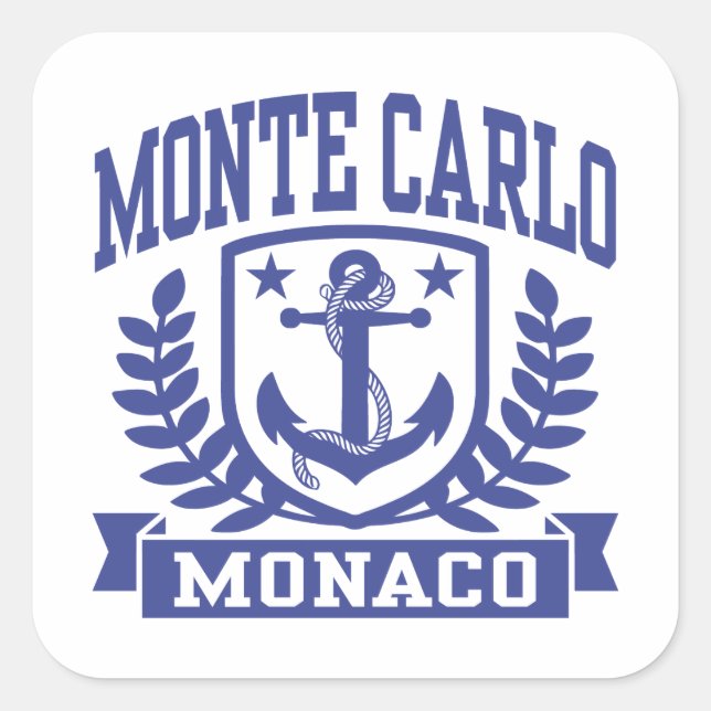 Pegatina Cuadrada Monte Carlo Monaco (Anverso)