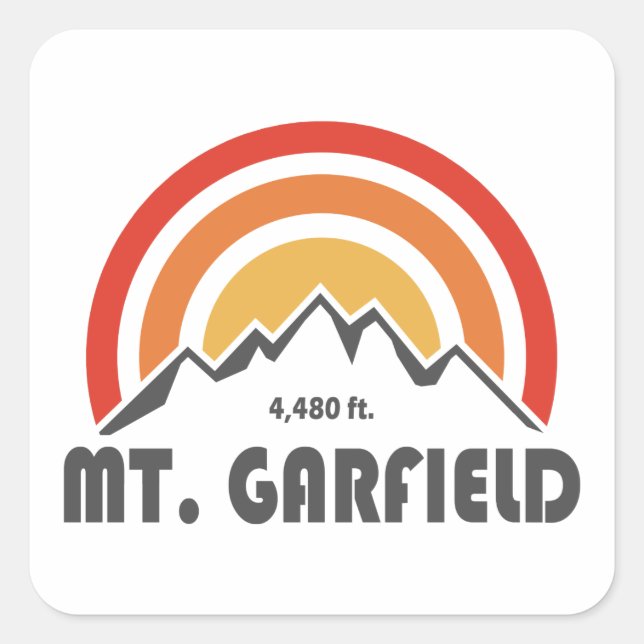 Pegatina Cuadrada Monte Garfield New Hampshire (Anverso)