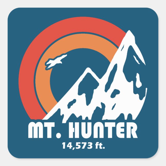 Pegatina Cuadrada Monte Hunter Alaska Sun Eagle (Anverso)