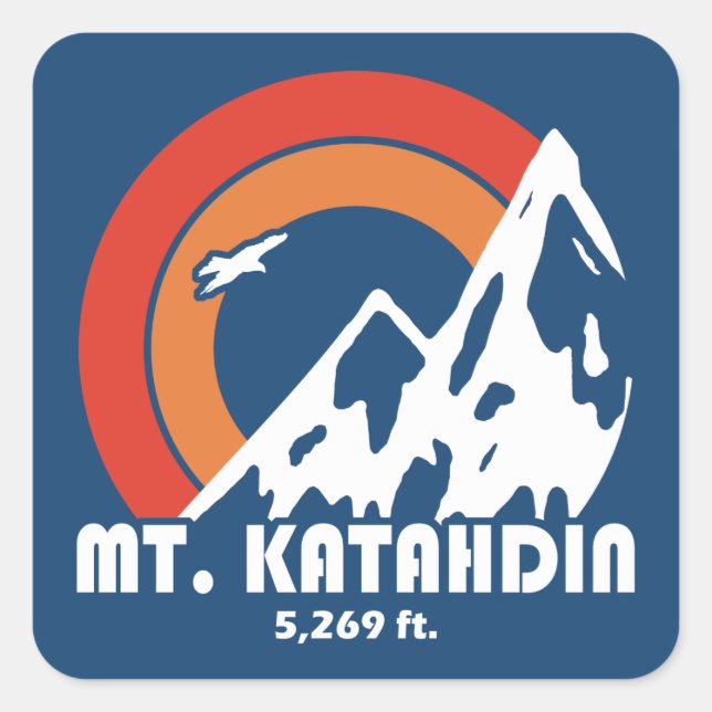Pegatina Cuadrada Monte Katahdin Sun Eagle (Anverso)