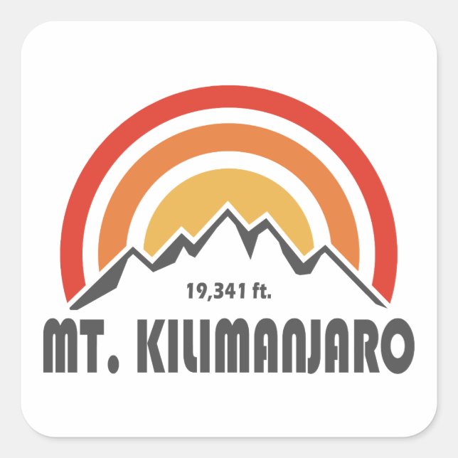 Pegatina Cuadrada Monte Kilimanjaro (Anverso)