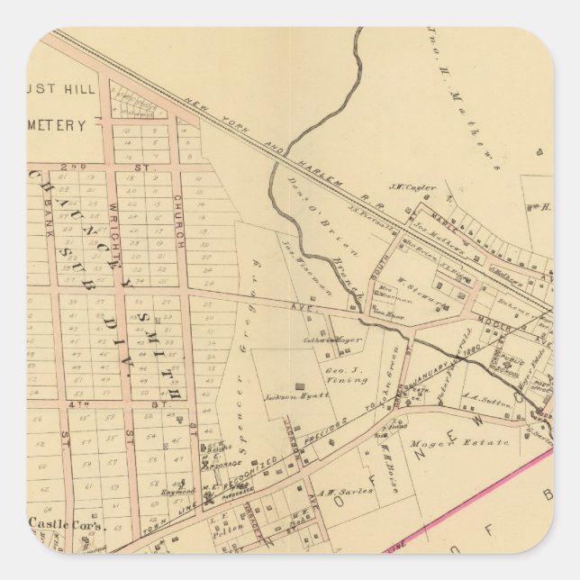 Pegatina Cuadrada Monte Kisco, Nueva York (Anverso)