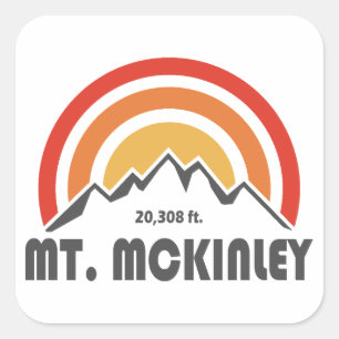 Pegatina Cuadrada Monte McKinley Alaska
