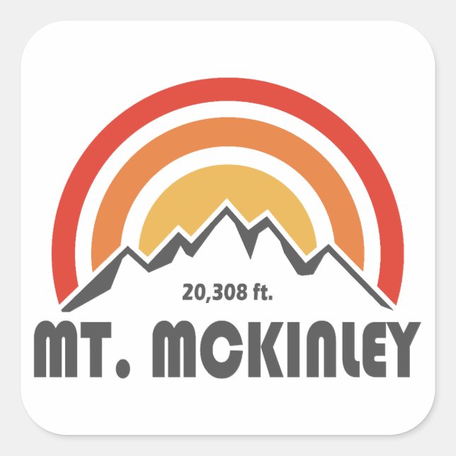 Pegatina Cuadrada Monte McKinley Alaska (Anverso)