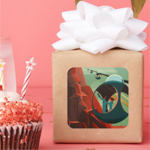 Pegatina Cuadrada Monte Olimpo de Marte Volcán más alto Sistema Sola