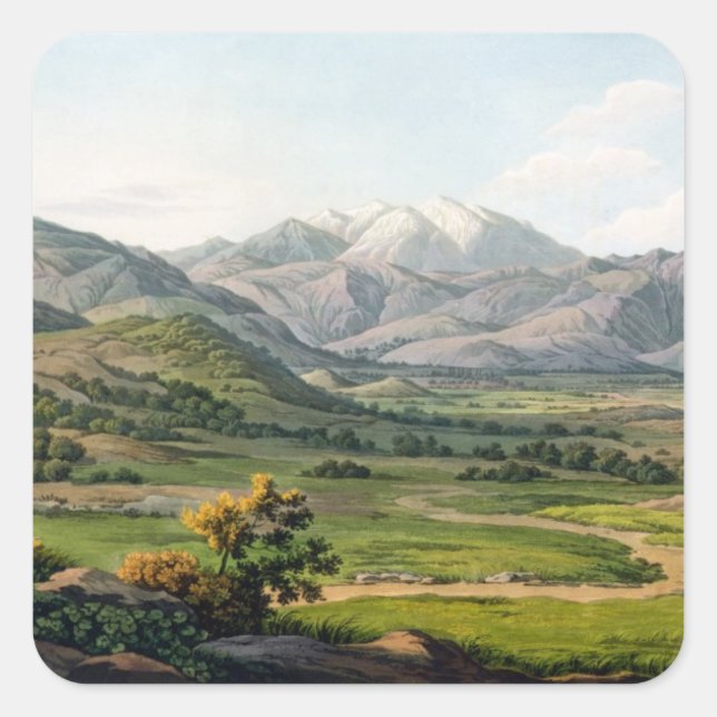 Pegatina Cuadrada Monte Olimpo, visto entre Larissa y Baba, p (Anverso)