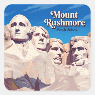 Pegatina Cuadrada Monte Rushmore Keystone Dakota del Sur