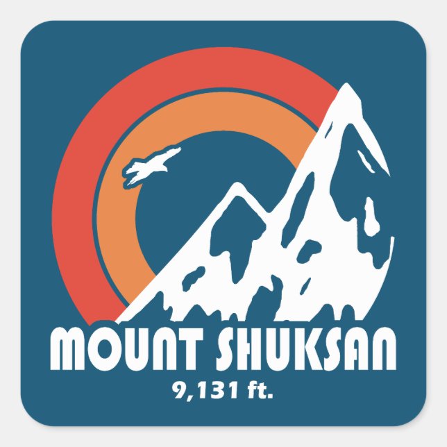 Pegatina Cuadrada Monte Shuksan Washington Sun Eagle (Anverso)