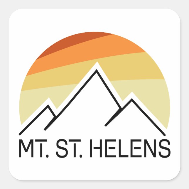Pegatina Cuadrada Monte St. Helens Washington Retro (Anverso)