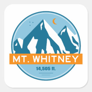 Pegatina Cuadrada Monte Whitney California Estrellas Luna