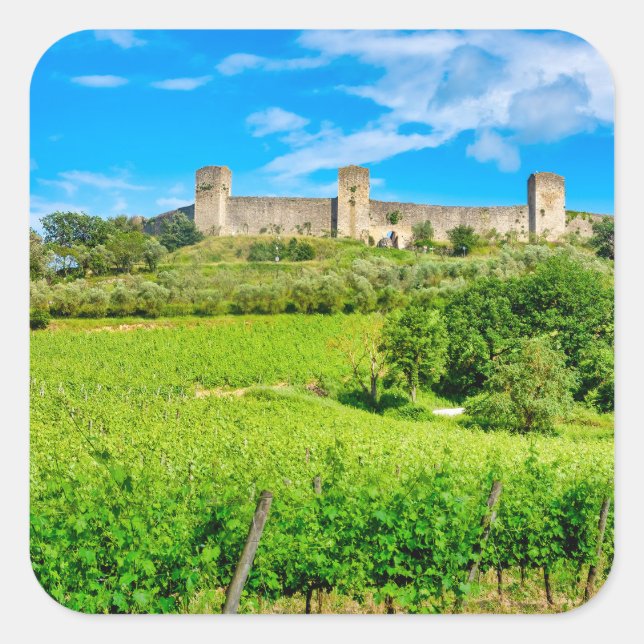 Pegatina Cuadrada Monteriggioni (Anverso)