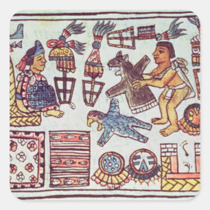 Pegatina Cuadrada Montezuma II recibiendo tributos