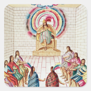 Pegatina Cuadrada Montezuma II y su consejo