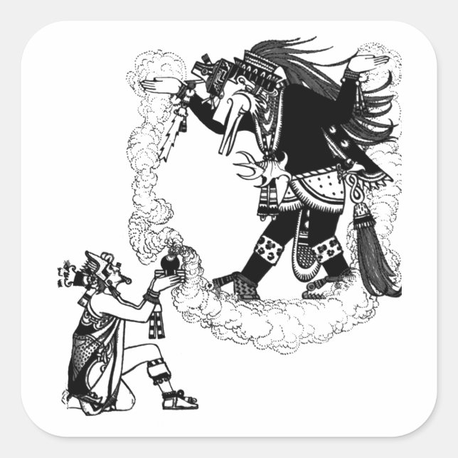 Pegatina Cuadrada Montezuma ofrece arte antiguo en México (Anverso)