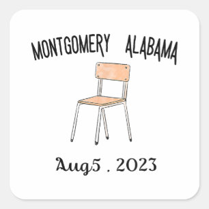 Pegatina Cuadrada Montgomery Alabama pelea en bote ribereño.