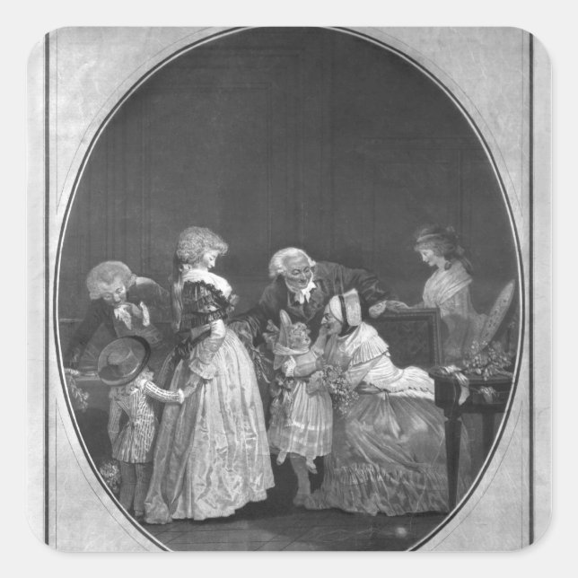 Pegatina Cuadrada Montones de flores o celebración de la abuela (Anverso)