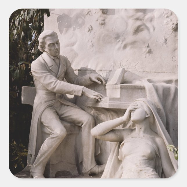 Pegatina Cuadrada Monumento a Frederic Chopin (Anverso)