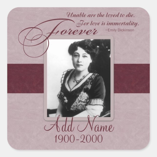 Pegatina Cuadrada Monumento a los Personalizados por siempre amados (Anverso)