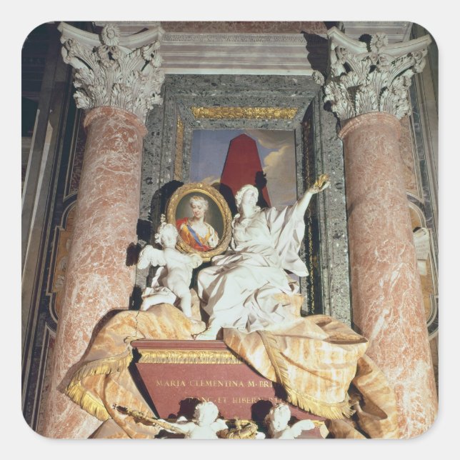Pegatina Cuadrada Monumento a María Clementina Sobieska 1739 (Anverso)