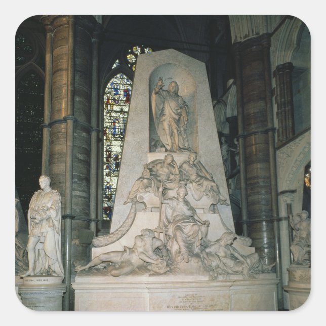 Pegatina Cuadrada Monumento a William Pitt, el anciano (Anverso)