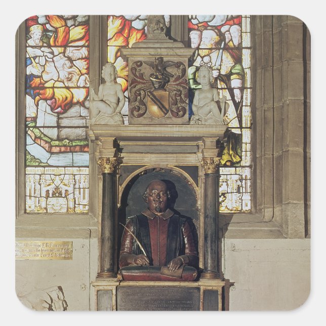 Pegatina Cuadrada Monumento a William Shakespeare c.1616-23 (Anverso)