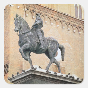 Pegatina Cuadrada Monumento ecuestre de Bartolommeo Colleoni (1400-