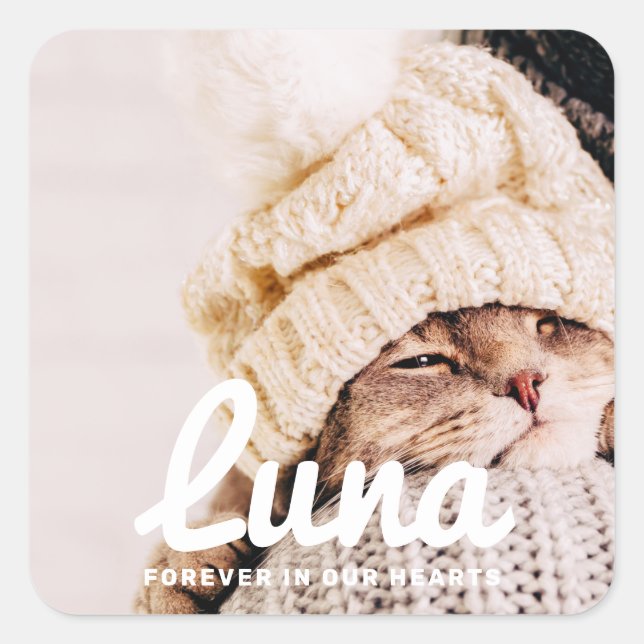 Pegatina Cuadrada Monumento mascota Para Siempre En Nuestra Sencilla (Anverso)