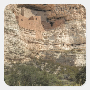 Pegatina Cuadrada Monumento Nacional Castillo de Montezuma, Arizona