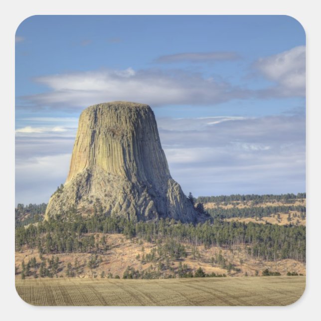 Pegatina Cuadrada Monumento Nacional Devils Tower (Anverso)