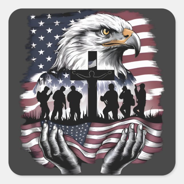 Pegatina Cuadrada Monumento Patriótico (Anverso)