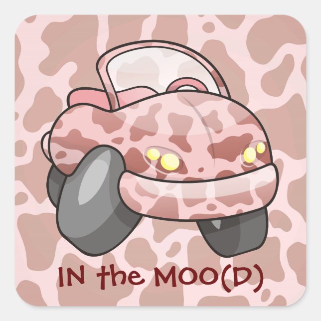 Pegatina Cuadrada Moo Car (Anverso)