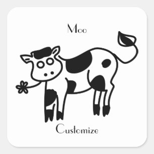Pegatina Cuadrada Moo Cow Thunder_Cove
