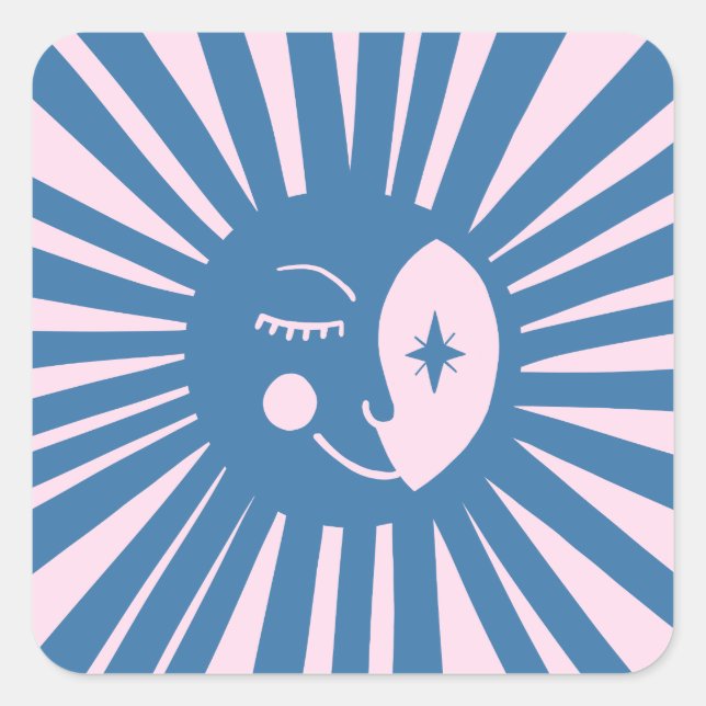 Pegatina Cuadrada Moon Glow Boho PERSONALIZADO de Baby Shower modern (Anverso)