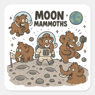 Pegatina Cuadrada MOON MAMMOTHS divertido