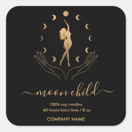 Pegatina Cuadrada Moon Mystic Witchy Candle Celestial de soja silves