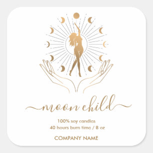Pegatina Cuadrada Moon Mystic Witchy Celestial Willow Soy Candle Sq