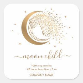 Pegatina Cuadrada Moon Mystic Witchy Celestial Willow Tree