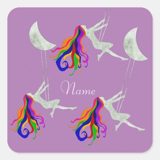 Pegatina Cuadrada Moon Swinging Redhead Thunder_Cove (Anverso)