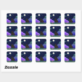 Pegatina Cuadrada Moonlit Dreamer Girl Square Sticker 