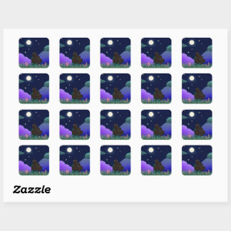 Pegatina Cuadrada Moonlit Dreamer Girl Square Sticker 