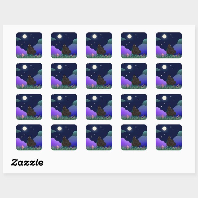 Pegatina Cuadrada Moonlit Dreamer Girl Square Sticker  (Hoja)
