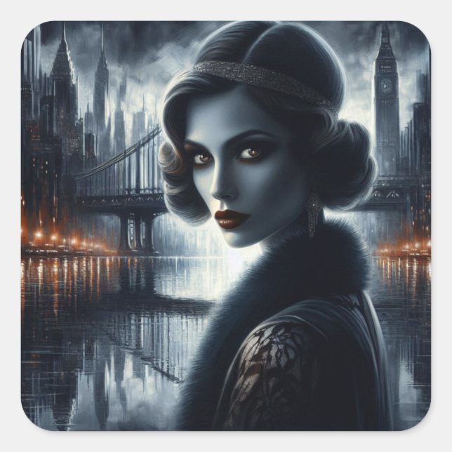 Pegatina Cuadrada Moonlit Grace (Anverso)