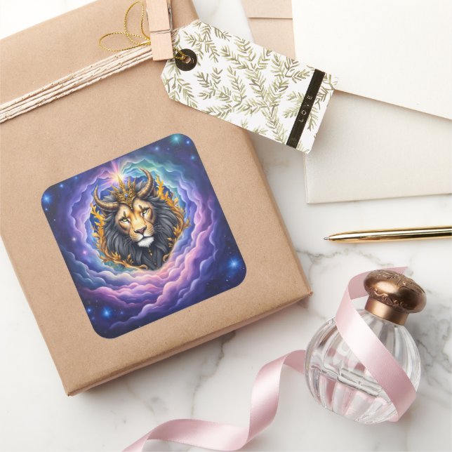 Pegatina Cuadrada Moonlit Guardians – Cosmic lion. (Regalar)
