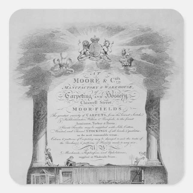 Pegatina Cuadrada Moore & Co. Trade Card (Anverso)