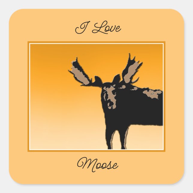 Pegatina Cuadrada Moose al atardecer - Original Wildlife Art (Anverso)