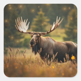 Pegatina Cuadrada Moose guapo