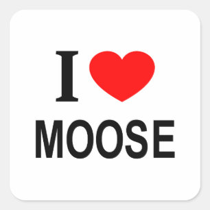 PEGATINA CUADRADA ❤️ MOOSE ME ENCANTA MOOSE I HEART MOOSE