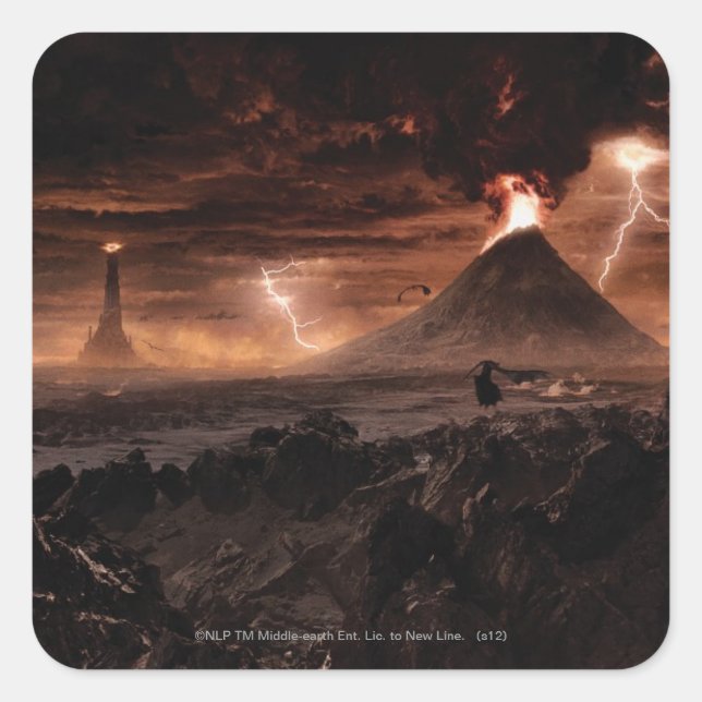 Pegatina Cuadrada Mordor Lightning Storm (Anverso)